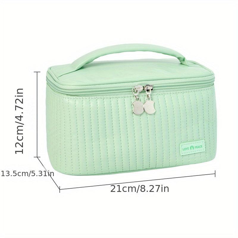 Quilted Cosmetic Bag Travel Storage Faux Leather Makeup Organizer