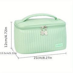 Quilted Cosmetic Bag Travel Storage Faux Leather Makeup Organizer