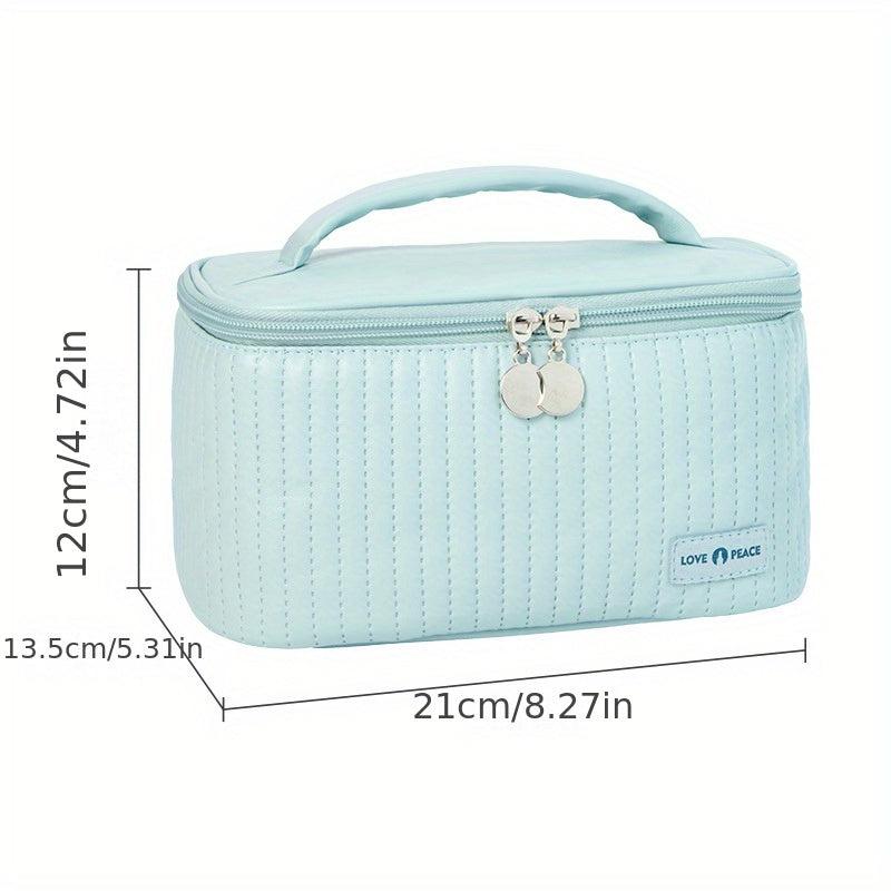 Quilted Cosmetic Bag Travel Storage Faux Leather Makeup Organizer