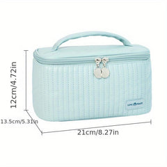 Quilted Cosmetic Bag Travel Storage Faux Leather Makeup Organizer