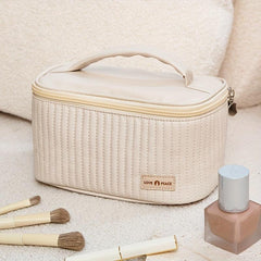 Quilted Cosmetic Bag Travel Storage Faux Leather Makeup Organizer