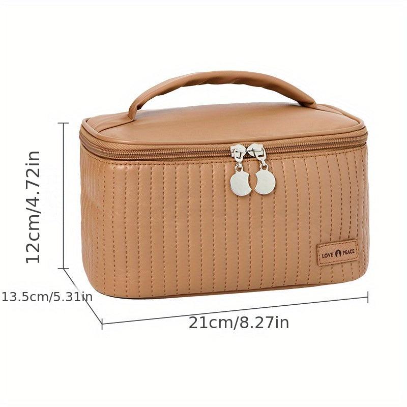 Quilted Cosmetic Bag Travel Storage Faux Leather Makeup Organizer