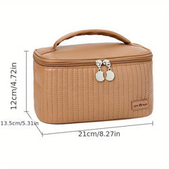 Quilted Cosmetic Bag Travel Storage Faux Leather Makeup Organizer
