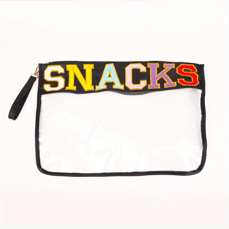 Chenille Letter Patch PVC Pouch Zipper Travel Cosmetic Bag