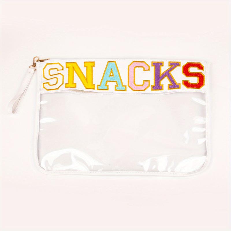 Chenille Letter Patch PVC Pouch Zipper Travel Cosmetic Bag