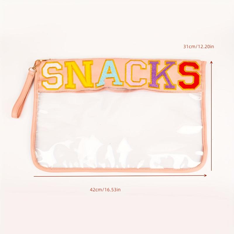 Chenille Letter Patch PVC Pouch Zipper Travel Cosmetic Bag
