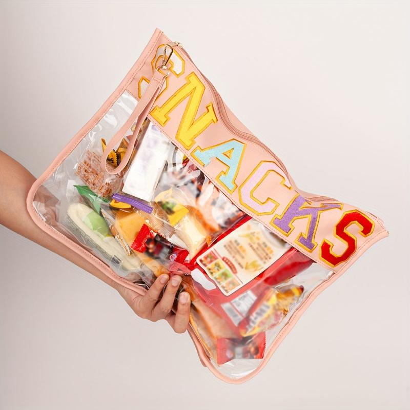 Chenille Letter Patch PVC Pouch Zipper Travel Cosmetic Bag