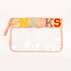 Chenille Letter Patch PVC Pouch Zipper Travel Cosmetic Bag
