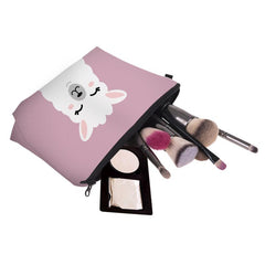 Cartoon Alpaca Print Cosmetic Bag Portable Makeup Pouch