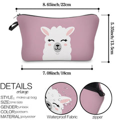 Cartoon Alpaca Print Cosmetic Bag Portable Makeup Pouch
