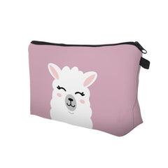 Cartoon Alpaca Print Cosmetic Bag Portable Makeup Pouch