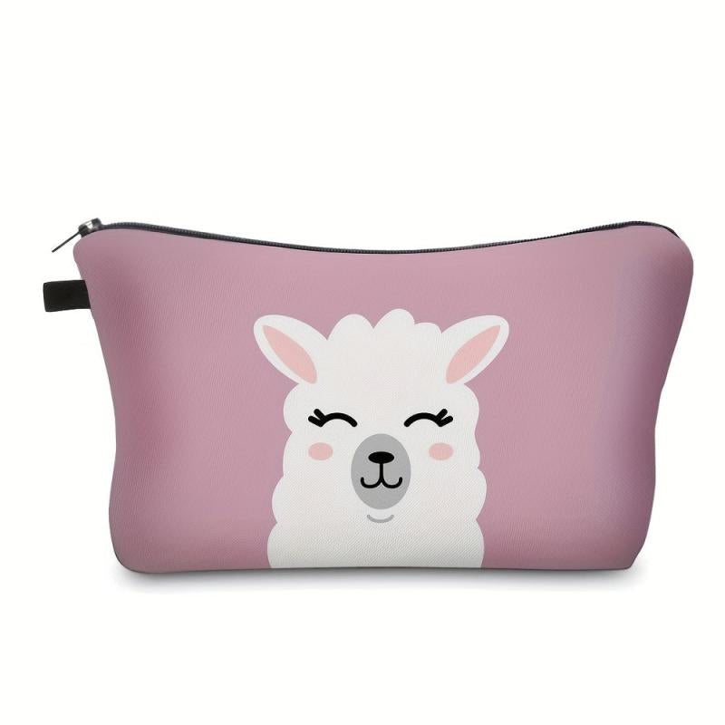 Cartoon Alpaca Print Cosmetic Bag Portable Makeup Pouch