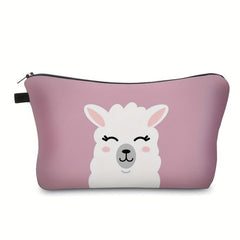 Cartoon Alpaca Print Cosmetic Bag Portable Makeup Pouch
