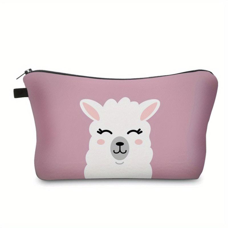 Cartoon Alpaca Print Cosmetic Bag Portable Makeup Pouch