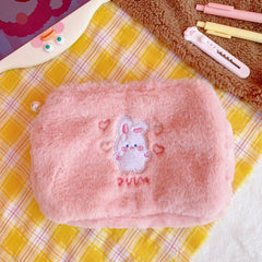 Bear Pattern Plush Cosmetic Bag Women's Cartoon Storage Pouch