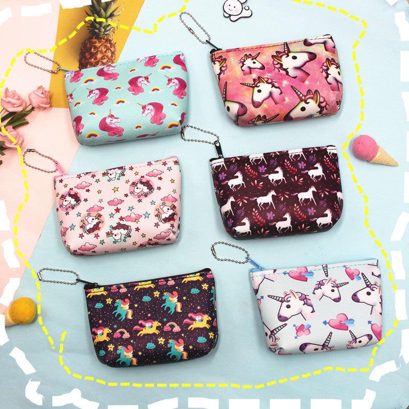 Cartoon Unicorn Pattern Storage Pouch Zipper Versatile Coin Purse