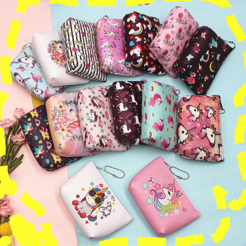 Cartoon Unicorn Pattern Storage Pouch Zipper Versatile Coin Purse