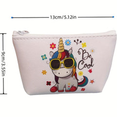 Cartoon Unicorn Pattern Storage Pouch Zipper Versatile Coin Purse