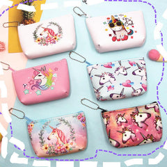 Cartoon Unicorn Pattern Storage Pouch Zipper Versatile Coin Purse