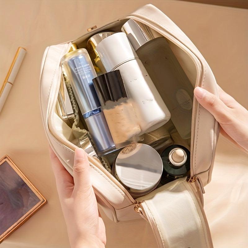Waterproof Cosmetic Bag PU Leather Makeup Storage Organizer Lightweight Portable