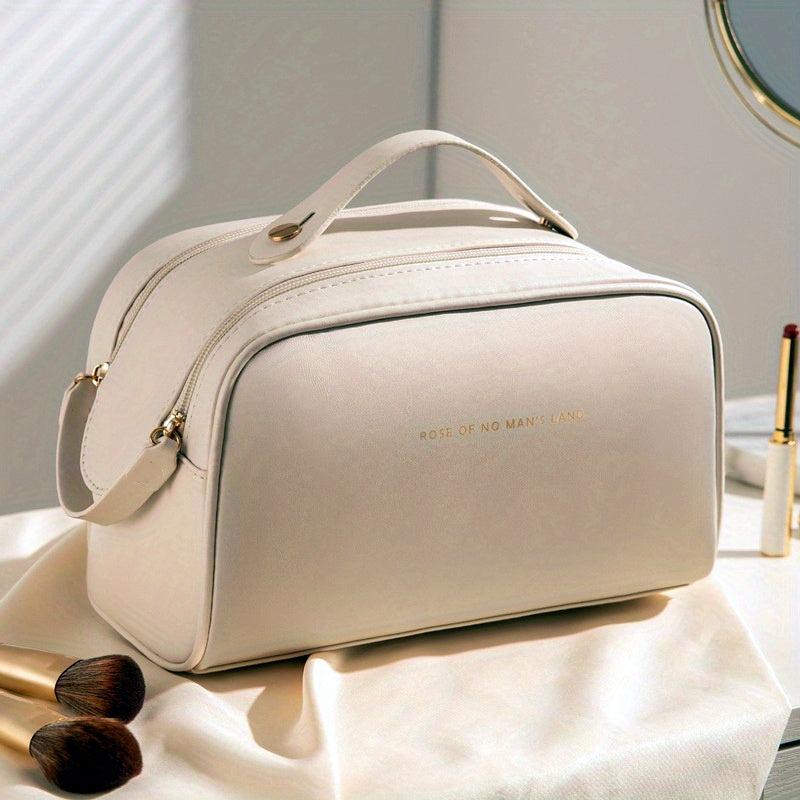 Waterproof Cosmetic Bag PU Leather Makeup Storage Organizer Lightweight Portable