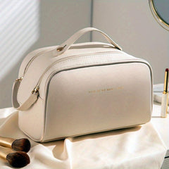 Waterproof Cosmetic Bag PU Leather Makeup Storage Organizer Lightweight Portable