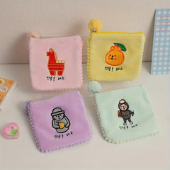 Plush Cartoon Sanitary Cotton Package Cosmetic Storage Bag