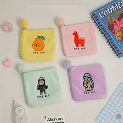 Plush Cartoon Sanitary Cotton Package Cosmetic Storage Bag