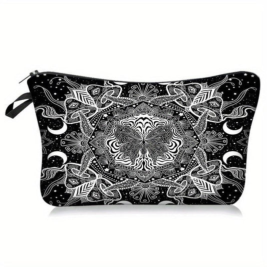 Skull & Butterfly Print Cosmetic Bag Zipper Clutch Coin Purse