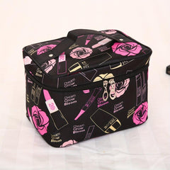 Large Capacity Cosmetic Bag Travel Outdoor Makeup Bag Rose Pattern