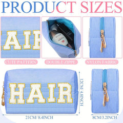 Chenille Letter Pattern Makeup Pouch Zipper Travel Storage Bag