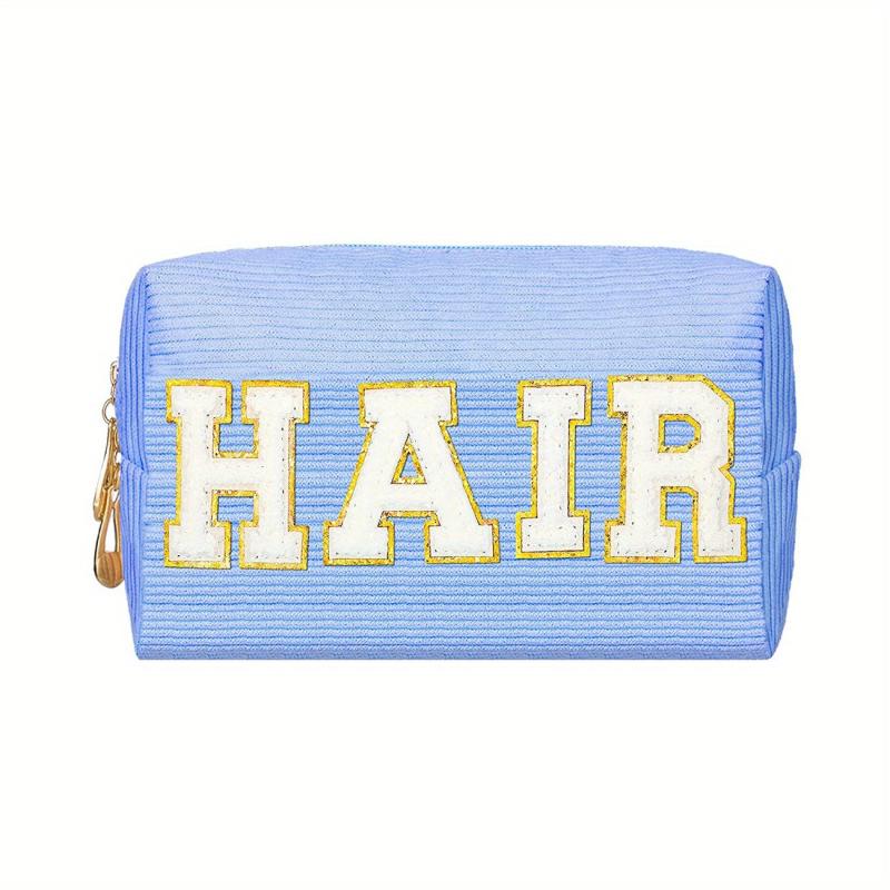 Chenille Letter Pattern Makeup Pouch Zipper Travel Storage Bag