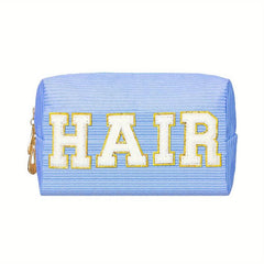 Chenille Letter Pattern Makeup Pouch Zipper Travel Storage Bag