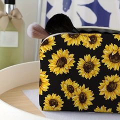 Sunflower Pattern Zipper Storage Bag Makeup Pouch
