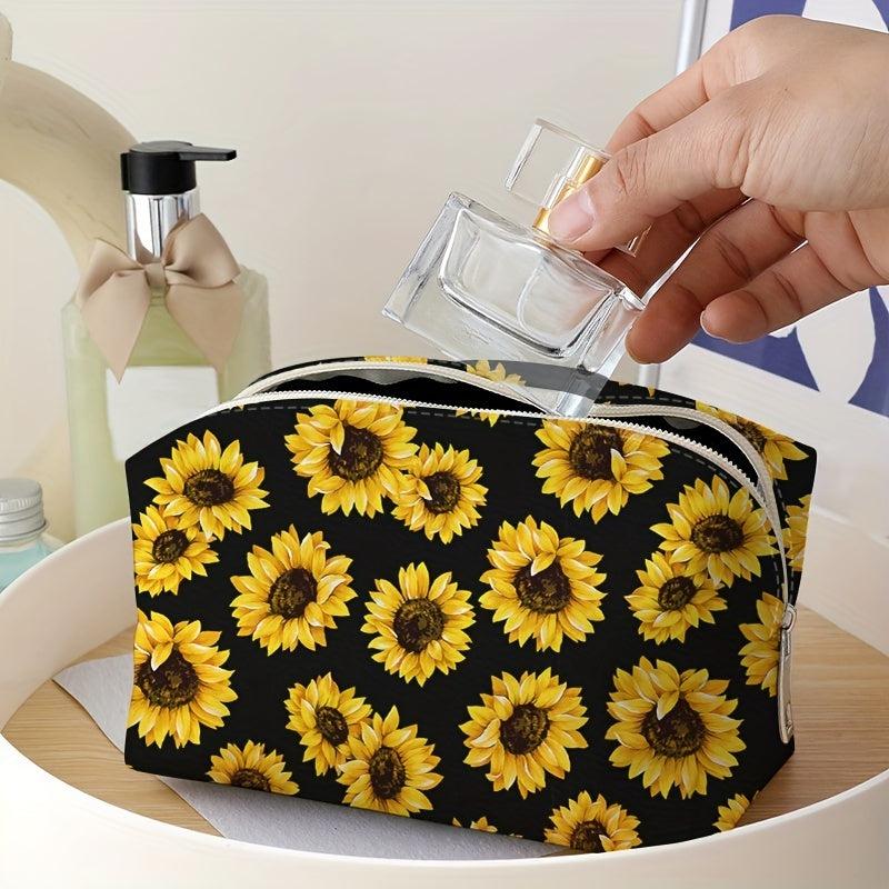 Sunflower Pattern Zipper Storage Bag Makeup Pouch