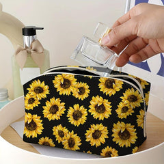 Sunflower Pattern Zipper Storage Bag Makeup Pouch