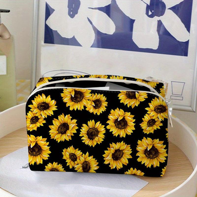 Sunflower Pattern Zipper Storage Bag Makeup Pouch