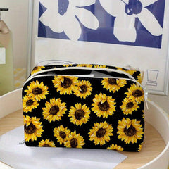 Sunflower Pattern Zipper Storage Bag Makeup Pouch