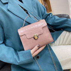Stone Pattern Shoulder Bag Lightweight Portable Waterproof PU Leather Handbag