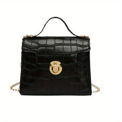 Stone Pattern Shoulder Bag Lightweight Portable Waterproof PU Leather Handbag
