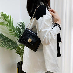 Stone Pattern Shoulder Bag Lightweight Portable Waterproof PU Leather Handbag