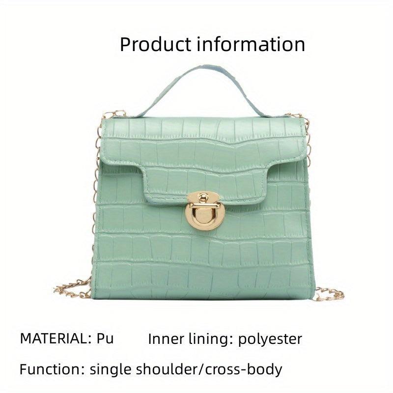 Stone Pattern Shoulder Bag Lightweight Portable Waterproof PU Leather Handbag