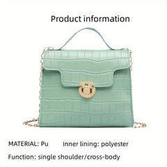 Stone Pattern Shoulder Bag Lightweight Portable Waterproof PU Leather Handbag