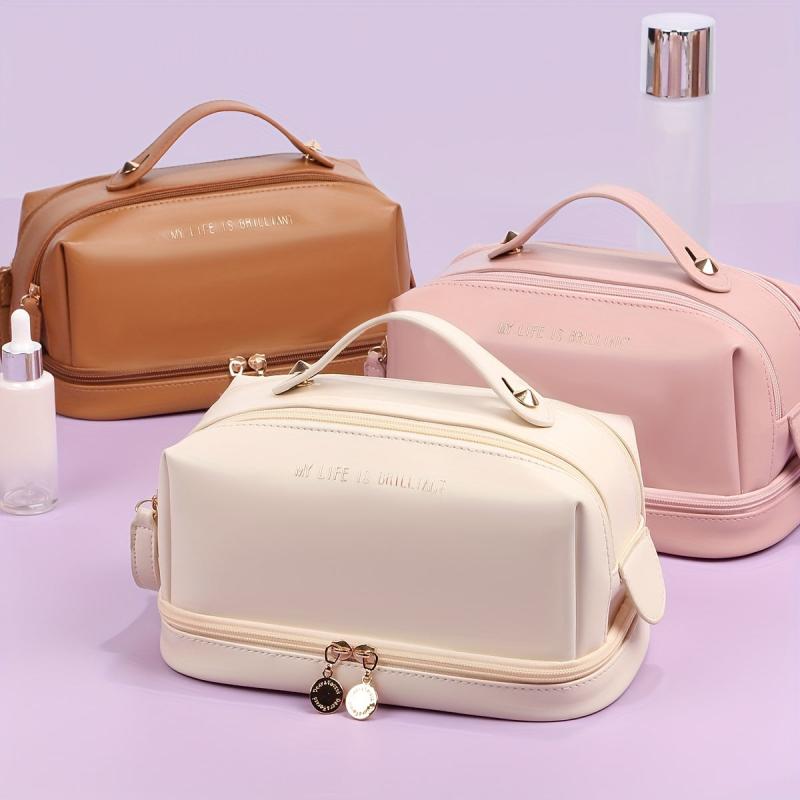 Waterproof Makeup Bag Solid Storage Bag Top Handle Cosmetic Bag