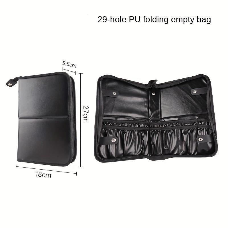 29 Holes Foldable Makeup Brush Organizer Travel Cosmetic Bag