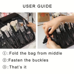29 Holes Foldable Makeup Brush Organizer Travel Cosmetic Bag