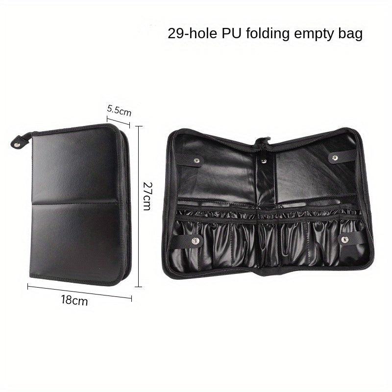 29 Holes Foldable Makeup Brush Organizer Travel Cosmetic Bag