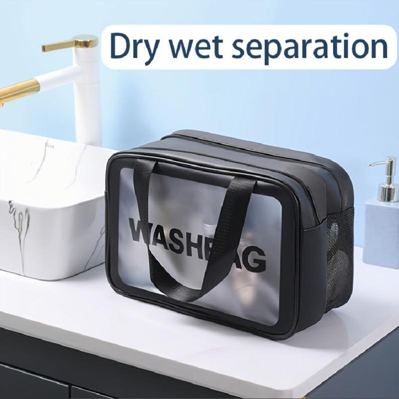 Double Zipper Cosmetic Bag Wet Dry Separation Sports Storage Travel Toiletry Bag