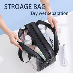 Double Zipper Cosmetic Bag Wet Dry Separation Sports Storage Travel Toiletry Bag