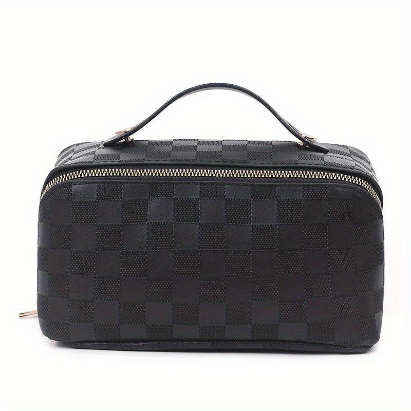 Checkerboard Travel Cosmetic Bag Portable Makeup Storage Bag
